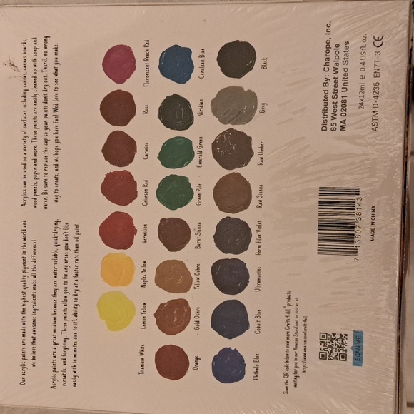 NWT Crafts 4 All Acrylic Paint Set - 24-Pack (12mL) with 3 Brushes for Creative - Picture 3 of 6